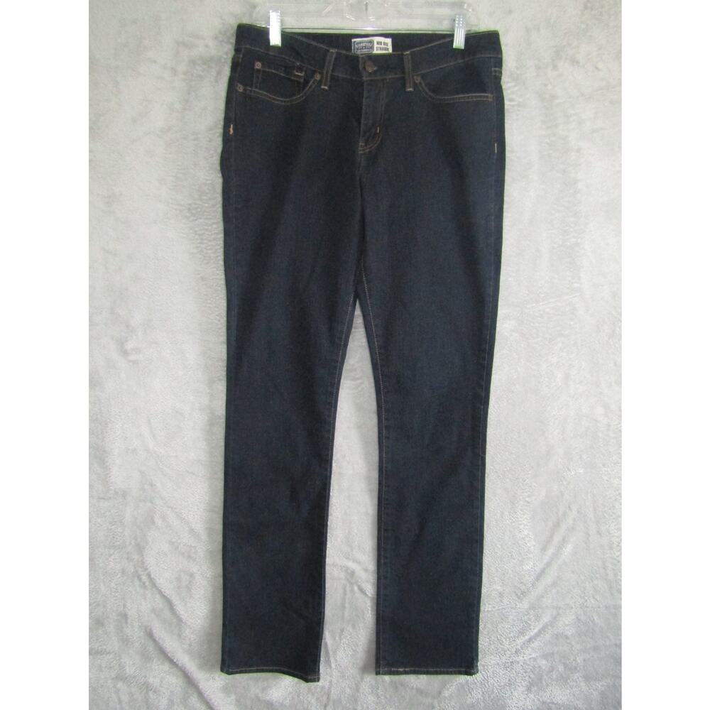 Signature Levi Strauss & Co Women's Jeans 12 Long Dark Wash Mid Rise Straight